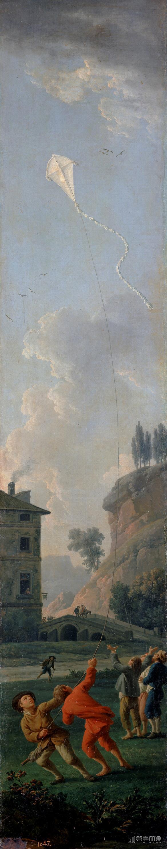 油画-西班牙普拉多美术馆油画藏画-Vernet, Claude Joseph-La cometa-155cm x 34cm-2912